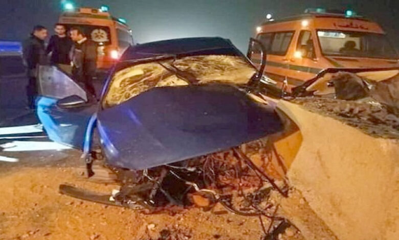 مصرع شابين في تصادم 3 سيارات على طريق الإسكندرية الزراعي بالقليوبية
